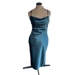 Forest Green Maxi Slip Dress Sz. L - Sexy, Bodycon, Satin